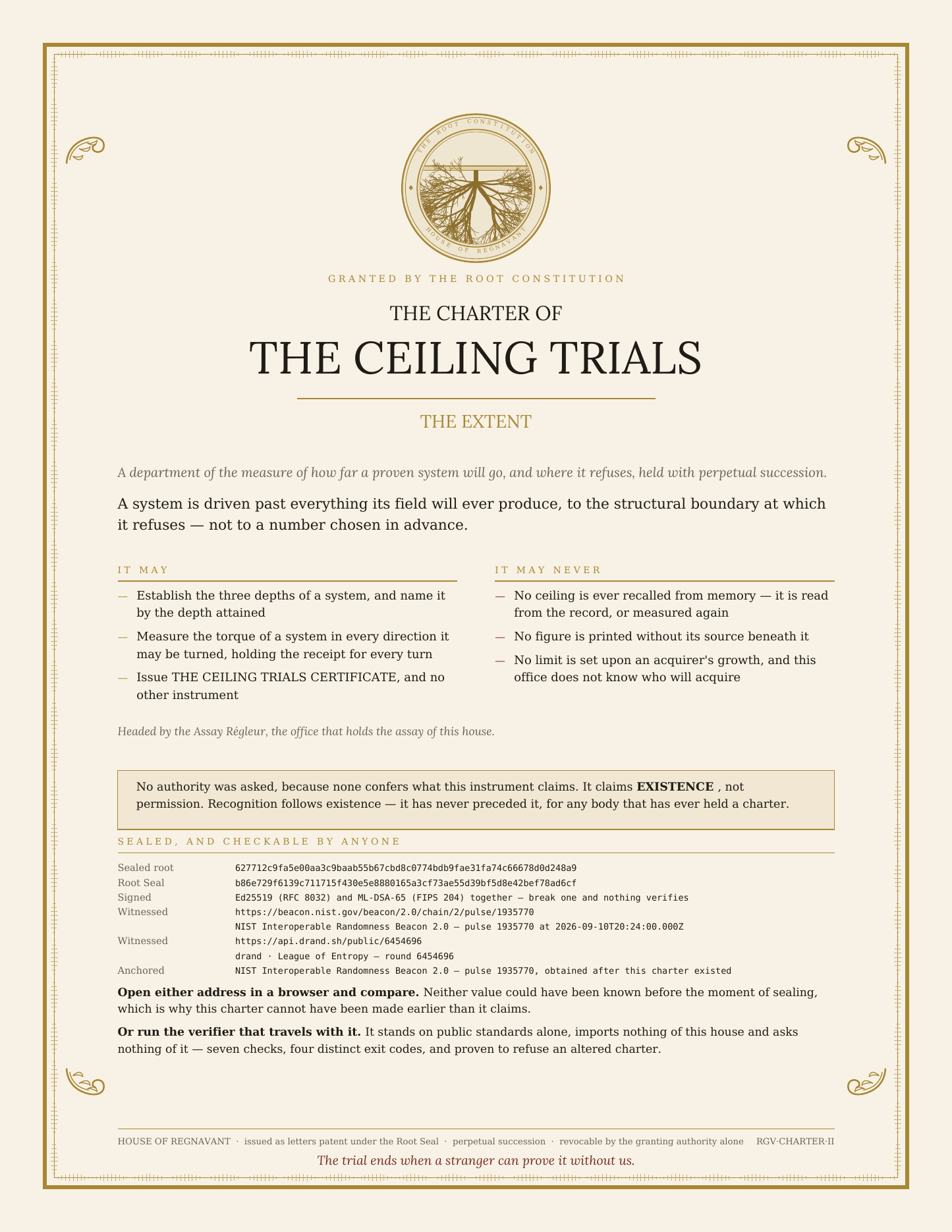 The Charter of The Ceiling Trials, the engrossment