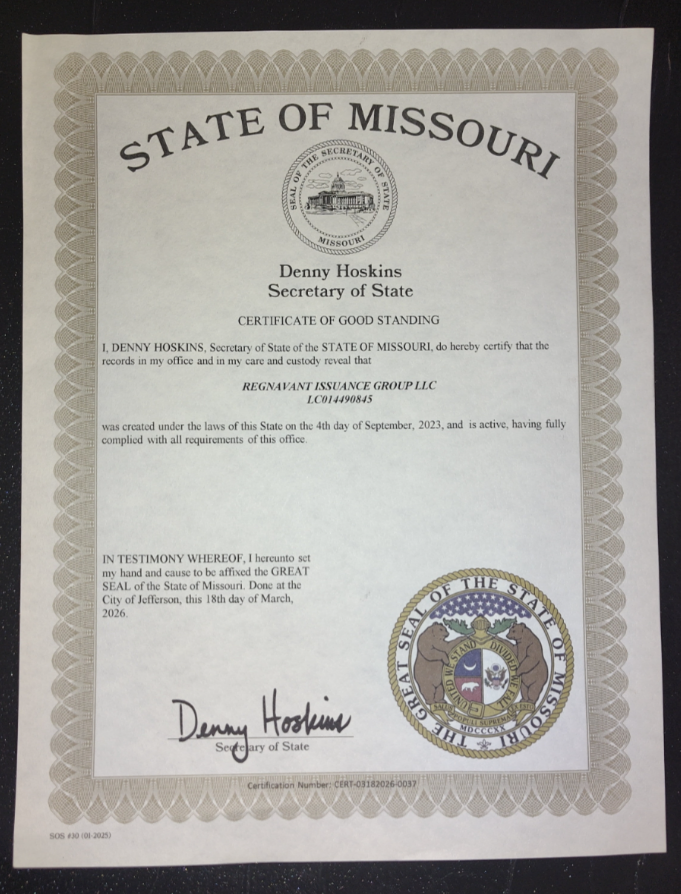 Missouri Certificate of Good Standing